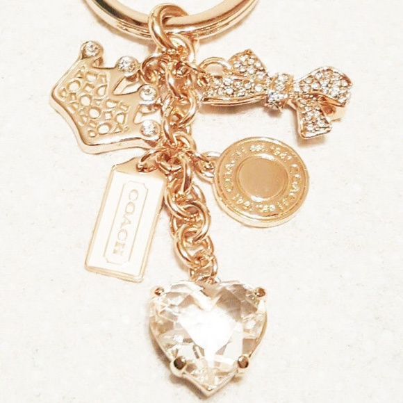 Coach Accessories - Coach Queen Crystal CROWN Jewel Heart Keychain